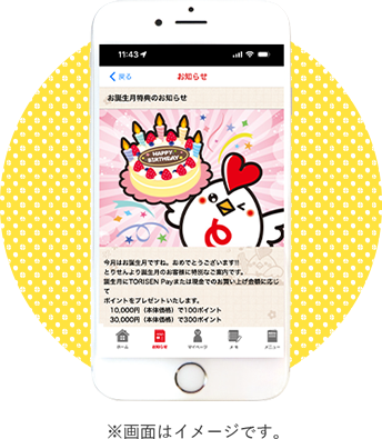 お誕生月特典画面