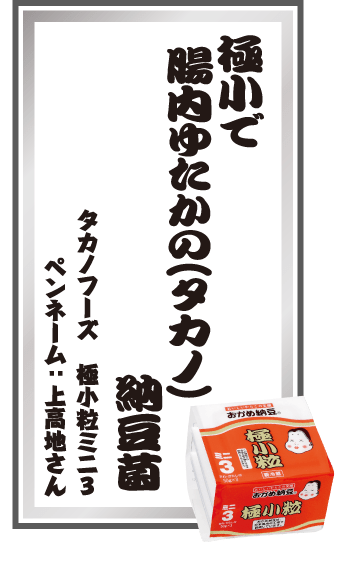 極小で腸内ゆたかの(タカノ)納豆菌 タカノフーズ 極小粒ミニ3 ペンネーム：上高地さん